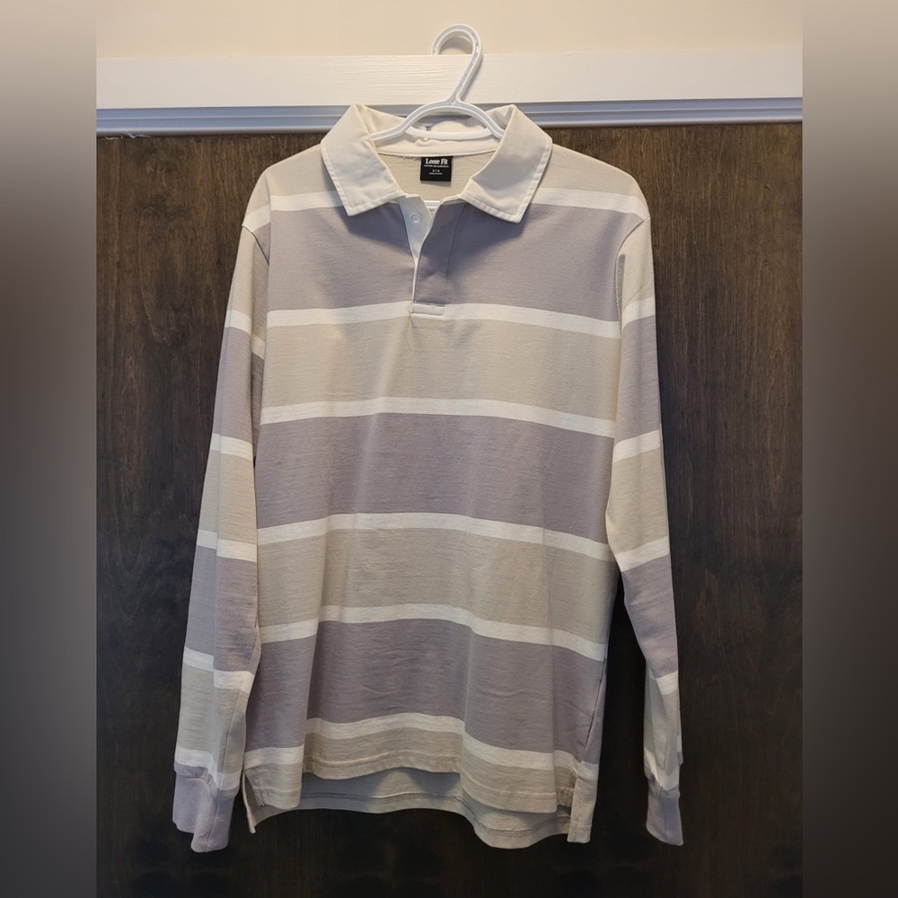 Rugby Long-Sleeve Striped Polo Shirt